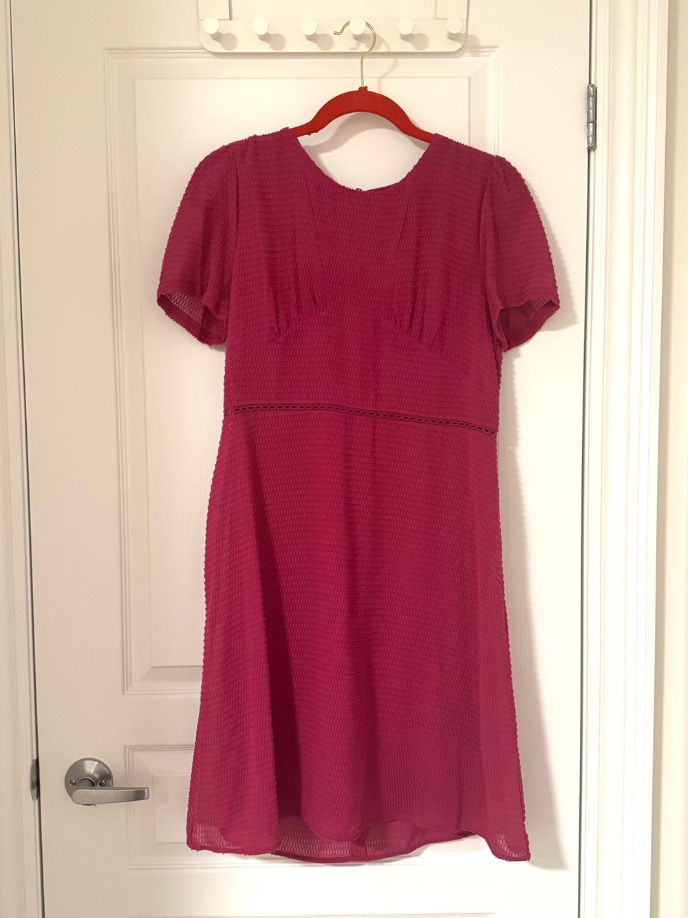 Comptoir Des Cotonniers Fuchsia Textured Short-Sleeve Dress